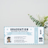 Sport Ticket Navy Blue Foto Afstuderen Uitnodiging (Staand voorkant)