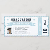 Sport Ticket Navy Blue Foto Afstuderen Uitnodiging (Voorkant)