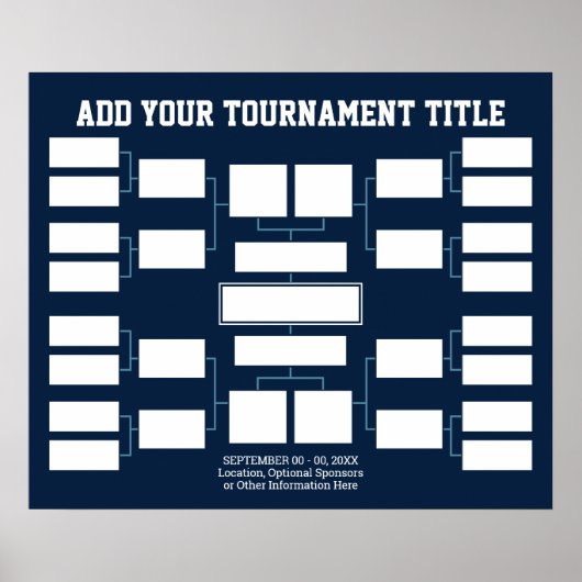 Sport Tournament Bracket - 16 teams - marine Poster (Voorkant)