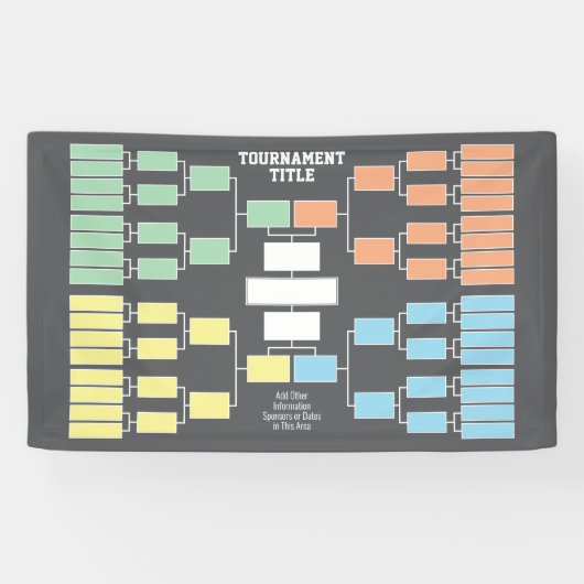 Sport Tournament Bracket black 32 teams 4 groepen Spandoek (Horizontaal)