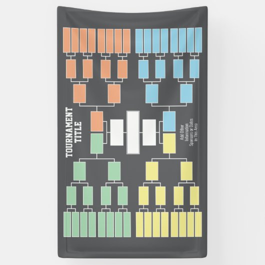 Sport Tournament Bracket black 32 teams 4 groepen Spandoek (Verticaal)