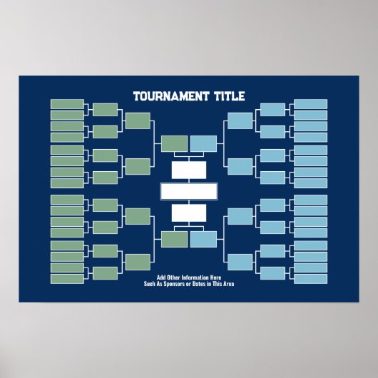 Sport Tournament Bracket - blauw 32 teams 4 groepe Poster (Voorkant)