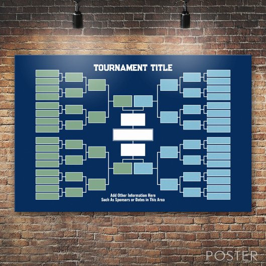 Sport Tournament Bracket - blauw 32 teams 4 groepe Poster