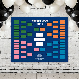 Sport Tournament Bracket - blauwe 32 teams Poster