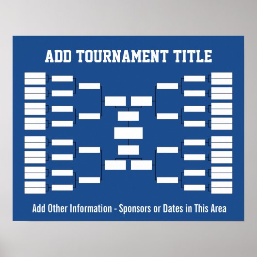 Sport Tournament Bracket - Blue 32 teams Poster (Voorkant)