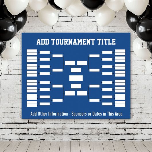 Sport Tournament Bracket - Blue 32 teams Poster