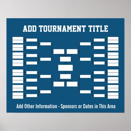 Sport Tournament Bracket blue Poster (Voorkant)