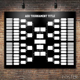Sport Tournament Bracket for 64 Teams black Poster