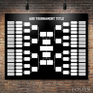 Sport Tournament Bracket for 64 Teams black Poster