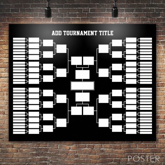 Sport Tournament Bracket for 64 Teams black Poster