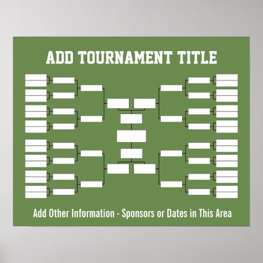 Sport Tournament Bracket - Groene 32 teams Poster (Voorkant)