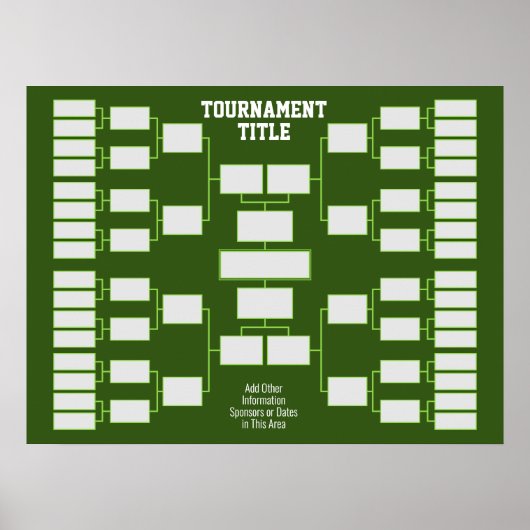 Sport Tournament Bracket - Groene 32 teams Poster (Voorkant)