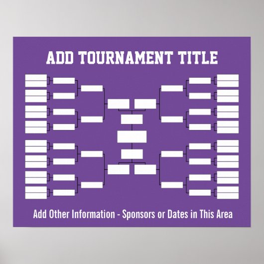 Sport Tournament Bracket - Paarse 32 teams Poster (Voorkant)