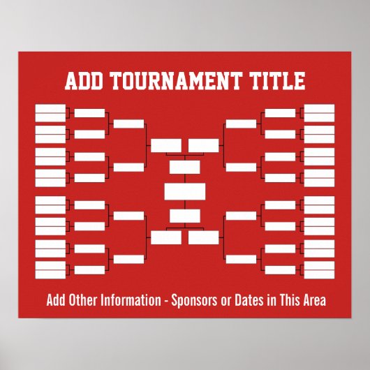 Sport Tournament Bracket Red Poster (Voorkant)