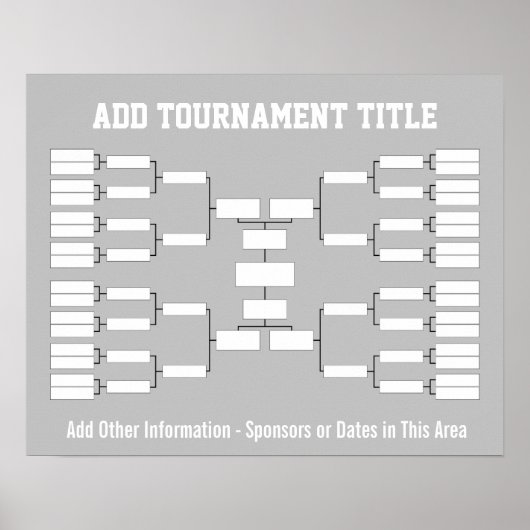 Sport Tournament Bracket - Silver Grey 32 teams Poster (Voorkant)