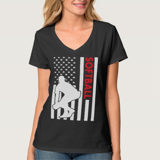 Sport Us Flag Softball T-shirt (Voorkant)