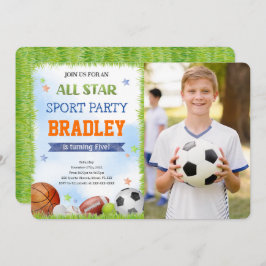 Sport Verjaardag Foto uitnodigingen