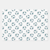 Sport Verjaardag Giving Set blauwgroen Wit Voetbal Inpakpapier Vel (Voorkant 3)