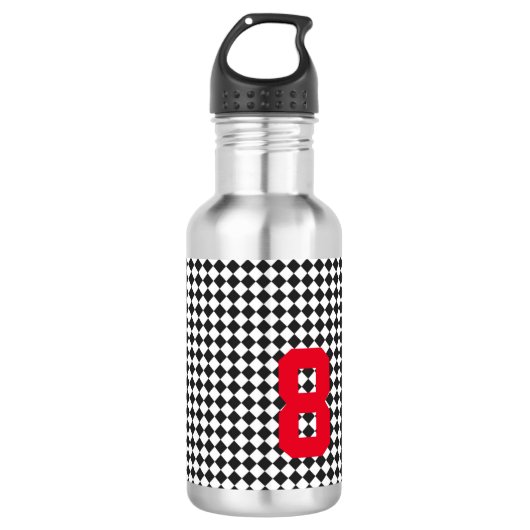 Sport Verjaardag Kinder LEEFTIJD Nummer Checkerboa Waterfles (Voorkant)