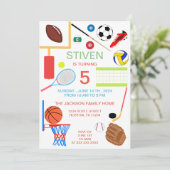 Sport verjaardag kleurrijk kaart (Staand voorkant)