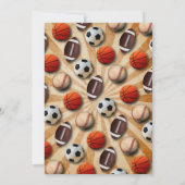 Sport verjaardag uitnodiging assorted sport ballen (Achterkant)