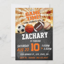 Sport verjaardag uitnodiging assorted sport ballen