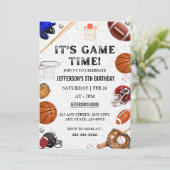 Sport Verjaardag Uitnodiging Basketbal Foo (Staand voorkant)