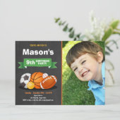 Sport verjaardag uitnodiging Party jongens All sta (Staand voorkant)