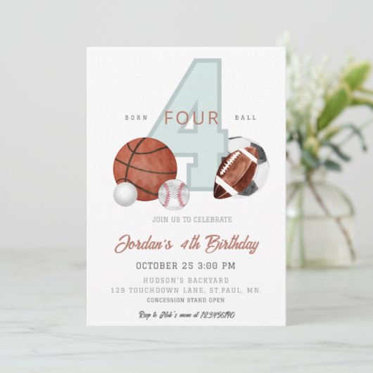 Sport Verjaardag Uitnodiging Sjabloon, Laten we ee (Staand voorkant)