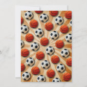 Sport verjaardag uitnodiging voetbal basketbal (Achterkant)