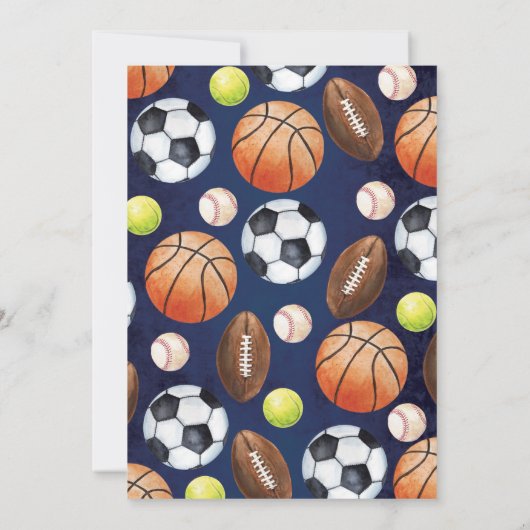 Sport Verjaardagsfeest All Star Moderne uitnodigin Kaart (Achterkant)
