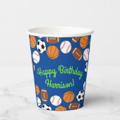 Sport Verjaardagsfeest Kinder Schattige Medium Papieren Bekers (Achterkant)