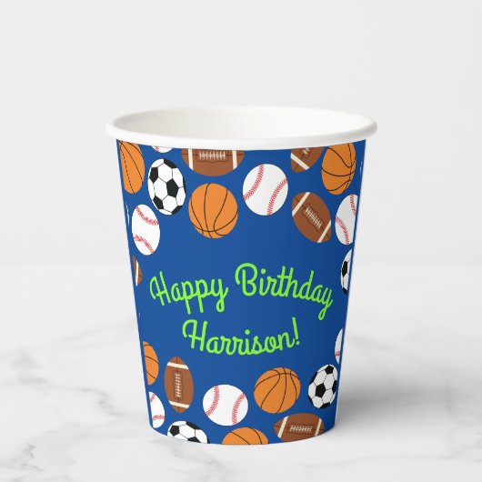 Sport Verjaardagsfeest Kinder Schattige Medium Papieren Bekers (Achterkant)