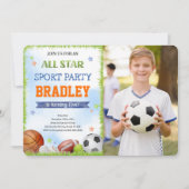 Sport verjaardagsfoto uitnodigingen (Voorkant)