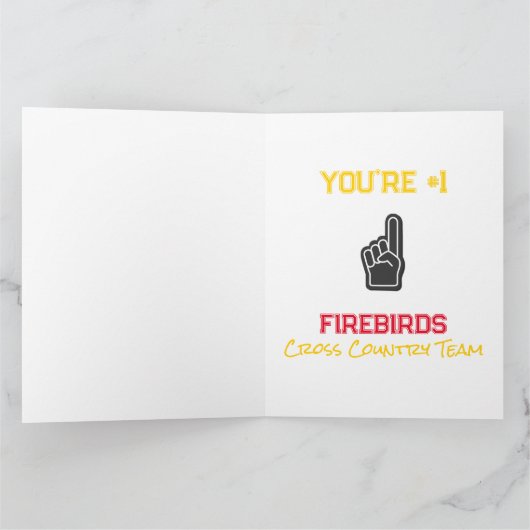 Sport Vinger COACH NAAM Team Kleuren #1 Bedankt Kaart (Binnen)