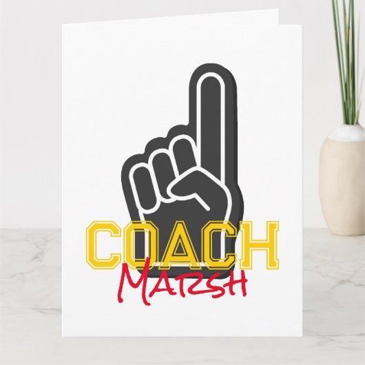 Sport Vinger COACH NAAM Team Kleuren #1 Bedankt Kaart (Voorkant)