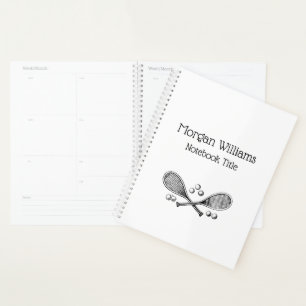 Sport Vintage Gekruist Tennisracket Tennisballen Planner