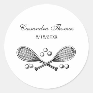 Sport Vintage Gekruist Tennisracket Tennisballen Ronde Sticker