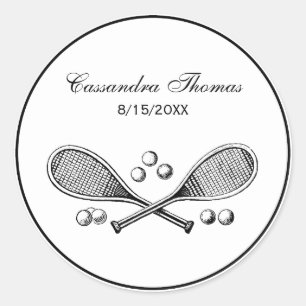 Sport Vintage Gekruist Tennisracket Tennisballen Ronde Sticker