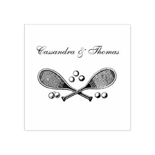 Sport Vintage Gekruist Tennisracket Tennisballen Rubberstempel