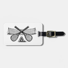 Sport Vintage Tennisnet, Gekruiste Rackets, Ballen Bagagelabel