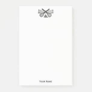 Sport Vintage Tennisnet, Gekruiste Rackets, Ballen Post-it® Notes