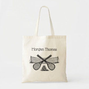 Sport Vintage Tennisnet, Gekruiste Rackets, Ballen Tote Bag