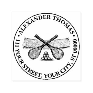 Sport Vintage Tennisnet, Gekruiste Rackets, Ballen Zelfinktende Stempel