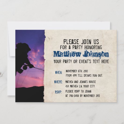 Sport Vist uitnodiging van de Birthday Party (Achterkant)