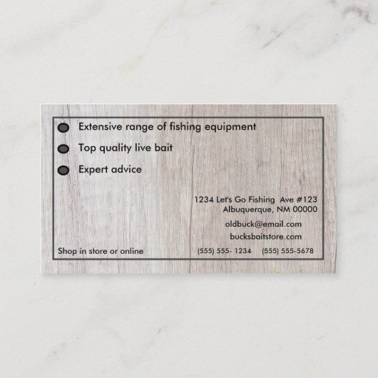  sport Vist winkelwinkel voor Bait Tackle Visitekaartje (Achterkant)