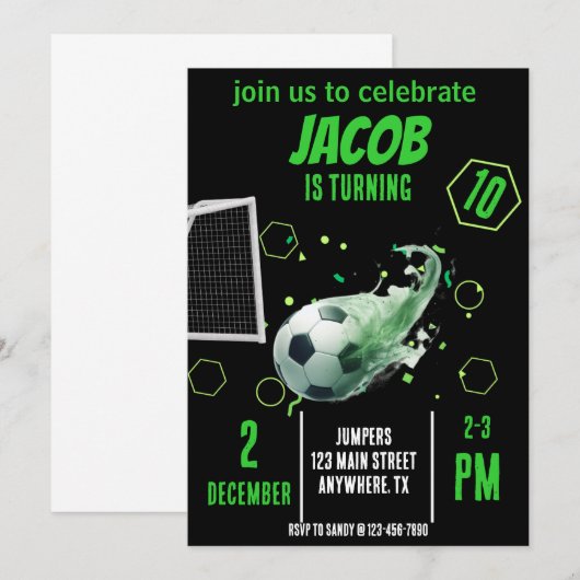 Sport Vliegend Voetbal Doel Verjaardag Uitnodiging (Voorkant / Achterkant)