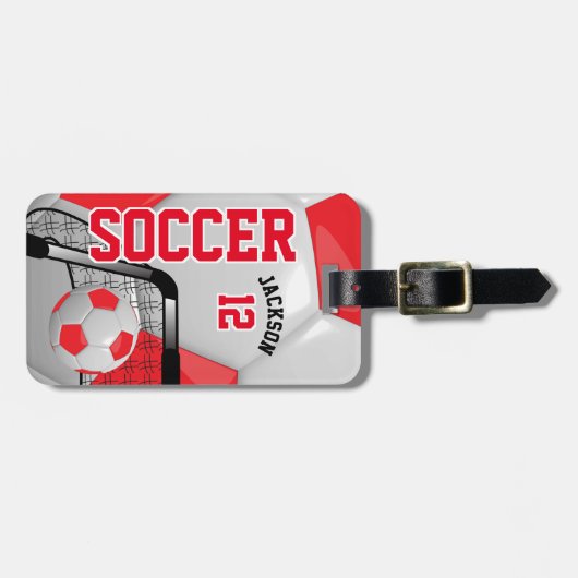 Sport Voetbal | DIY-tekst - rood Bagagelabel (Voorkant horizontaal)