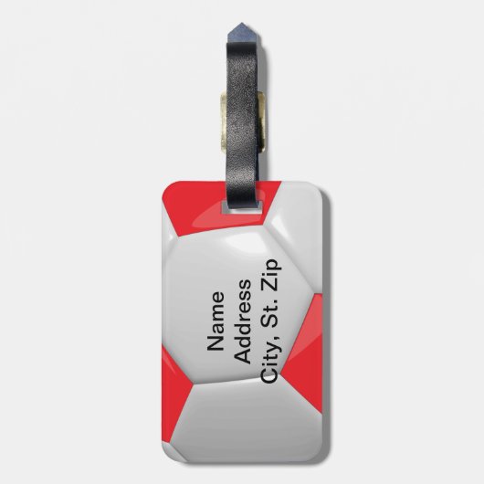 Sport Voetbal | DIY-tekst - rood Bagagelabel (Achterkant verticaal)