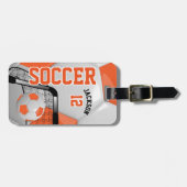 Sport Voetbal | DIY-tekst - Sinaasappel Bagagelabel (Voorkant horizontaal)